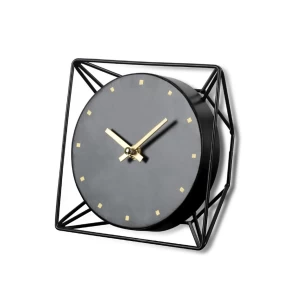 Μαύρο μεταλλικό επιτραπέζιο ρολόι 16 χ 16 χ 8 εκ. Deco 76539
