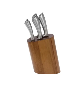 Σετ 5 ανοξείδωτα μαχαίρια σε ξύλινη βάση Cryspo Trio 01.00.633